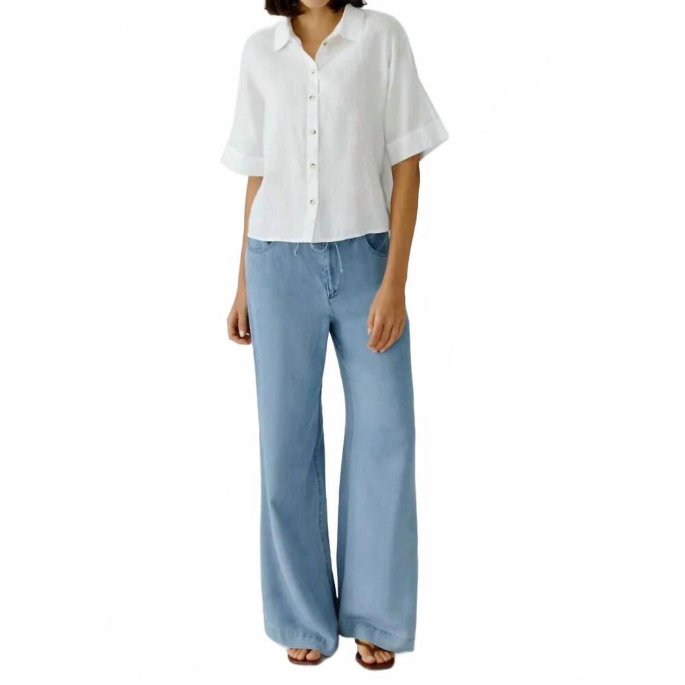 NEW OUI wide leg jeans in mid blue washed